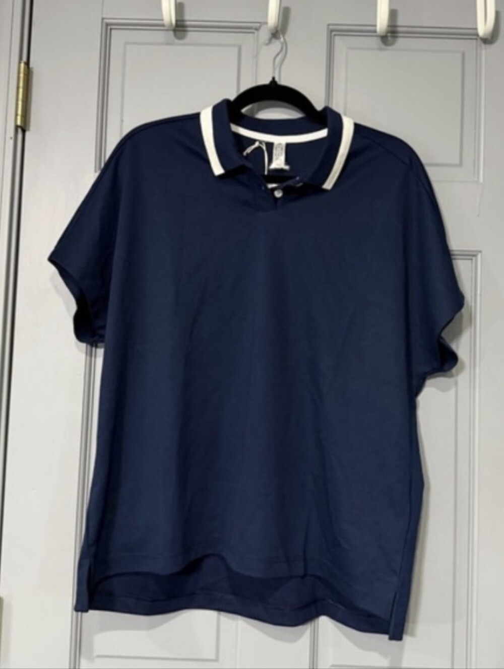 Adidas Navy Blue Contrast Collar Short Sleeve Polo Shirt